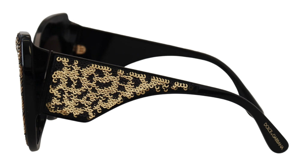 Dolce & Gabbana Black Gold Sequin Butterfly Polarized DG4326 Sunglasses - Sunglasses