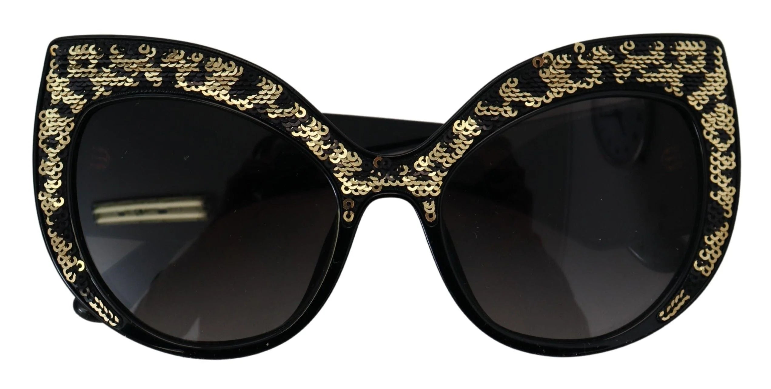 Dolce & Gabbana Black Gold Sequin Butterfly Polarized DG4326 Sunglasses - Sunglasses