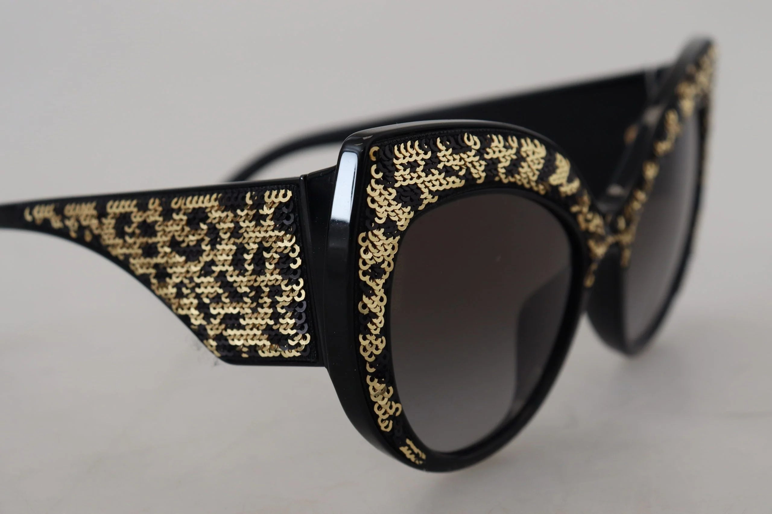 Dolce & Gabbana Black Gold Sequin Butterfly Polarized DG4326 Sunglasses - Sunglasses