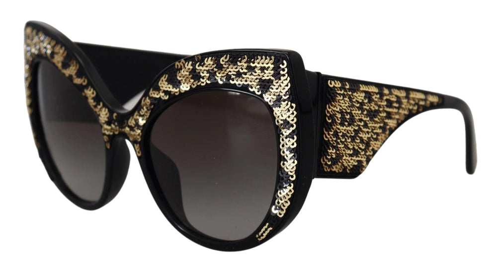 Dolce & Gabbana Black Gold Sequin Butterfly Polarized DG4326 Sunglasses - Sunglasses