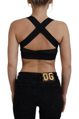 Dolce & Gabbana Black Gold Sleeveless Cropped Bustier Top - IT40|S - Tank Tops