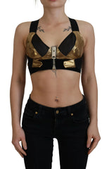 Dolce & Gabbana Black Gold Sleeveless Cropped Bustier Top - IT40|S - Tank Tops