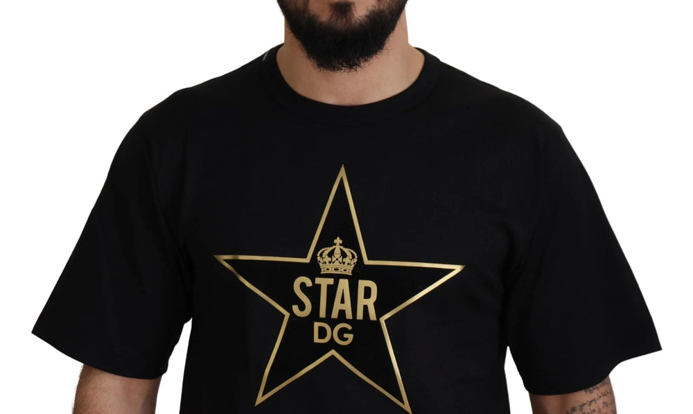 Dolce & Gabbana Black Gold STAR Crown DG Cotton Crewneck T-shirt - T-Shirts