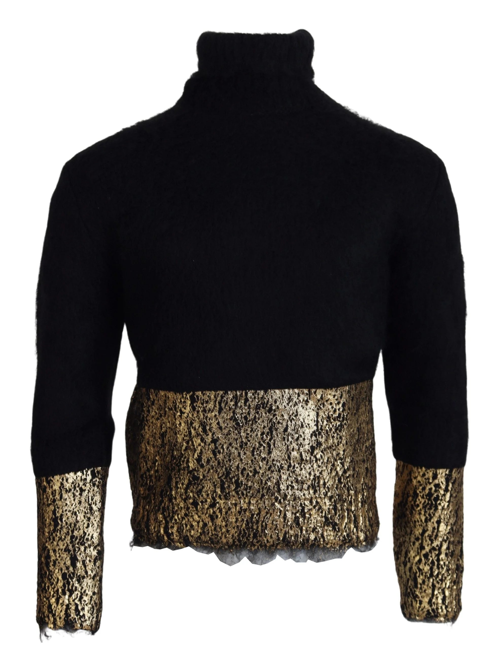 Dolce & Gabbana Black Gold Turtleneck Mohair Pullover Mens Sweater - XS - Sweaters