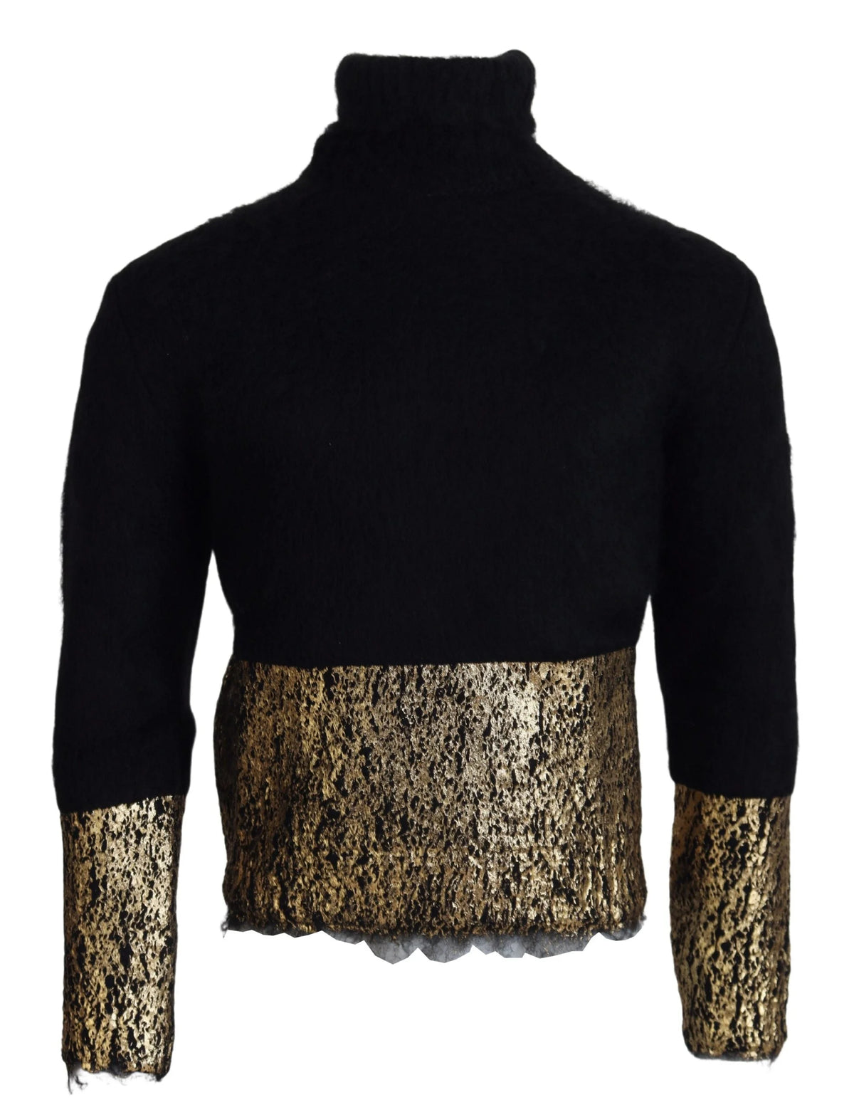 Dolce & Gabbana Black Gold Turtleneck Mohair Pullover Mens Sweater - XS - Sweaters