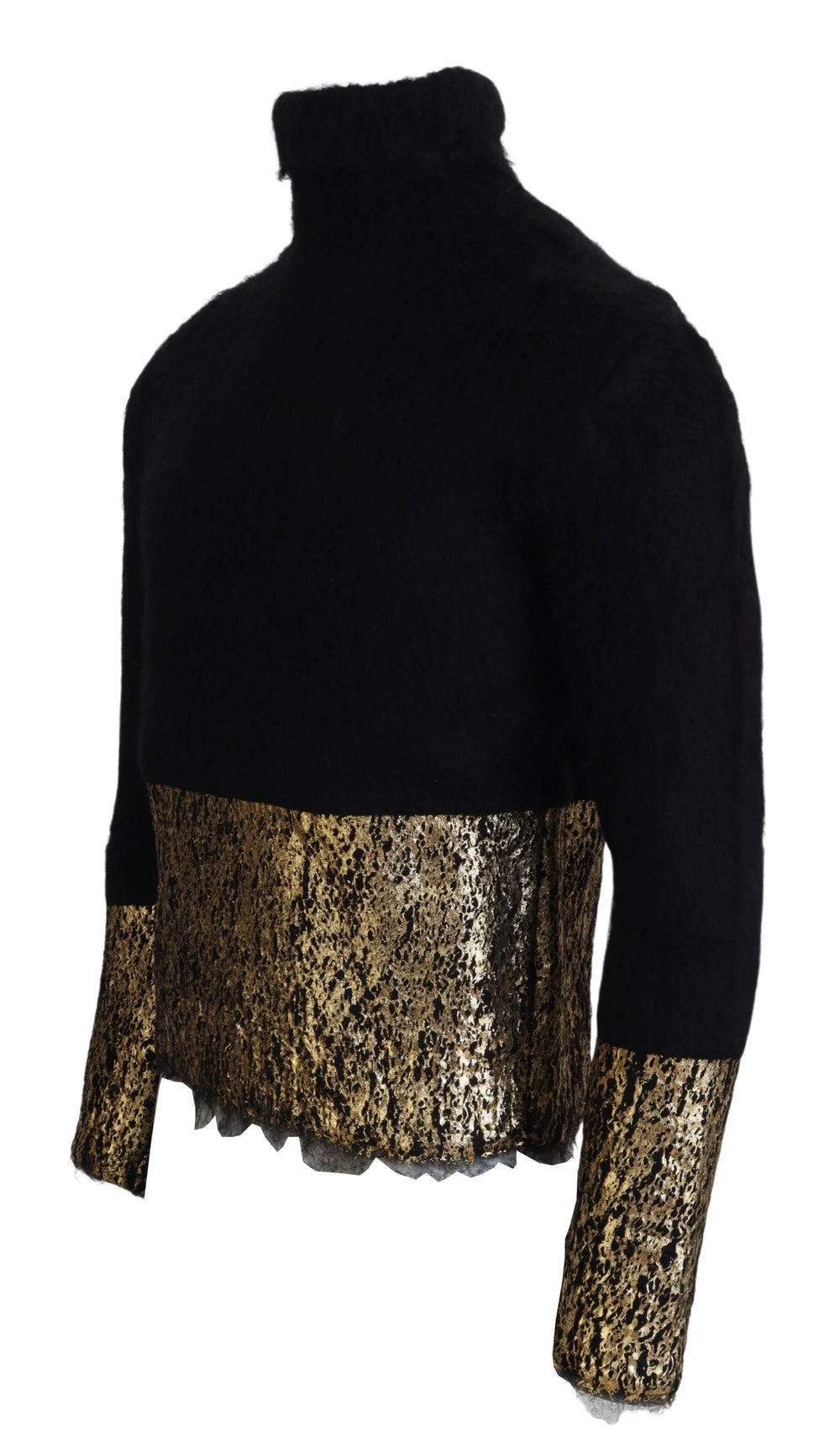 Dolce & Gabbana Black Gold Turtleneck Mohair Pullover Mens Sweater - XS - Sweaters