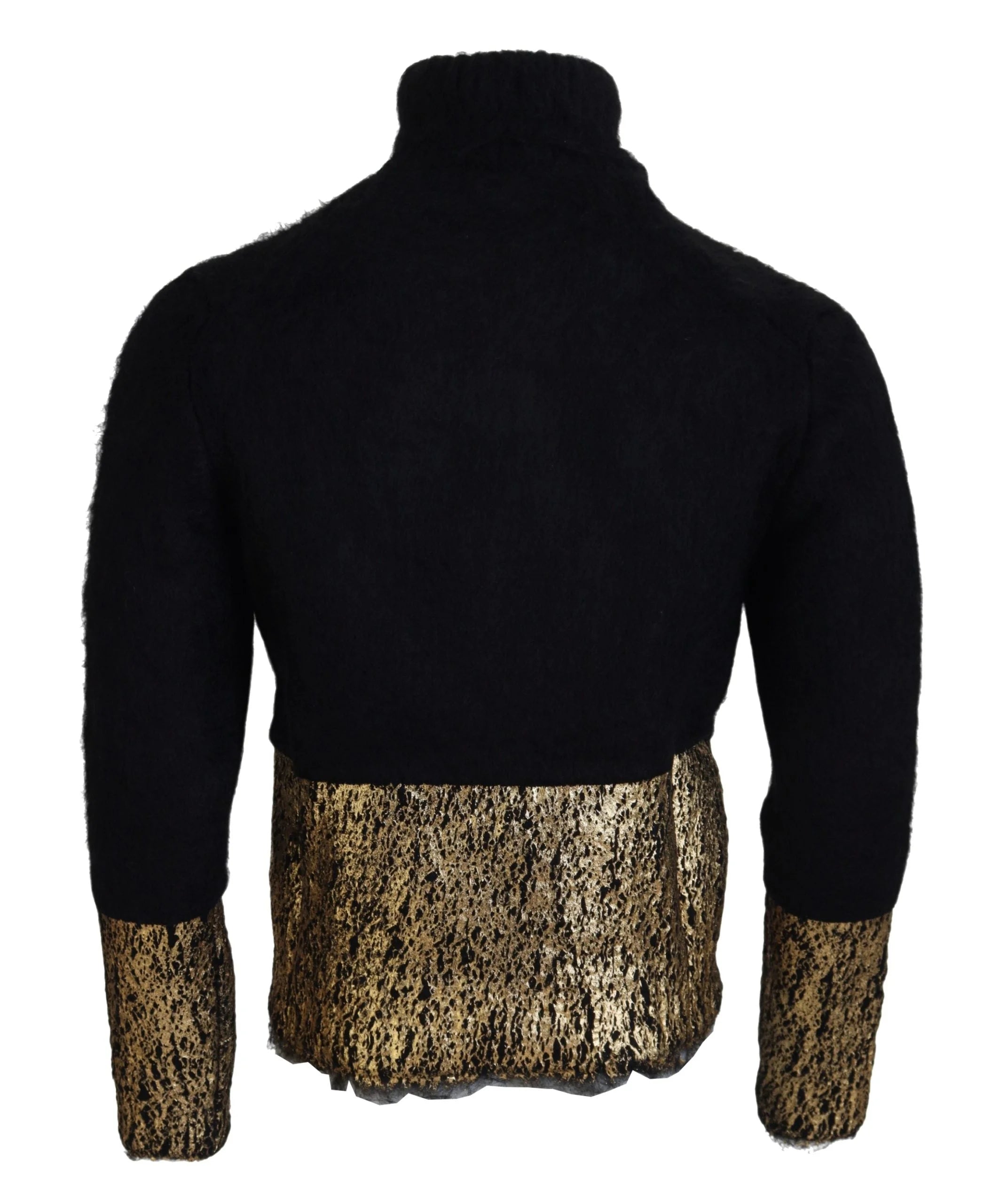 Dolce & Gabbana Black Gold Turtleneck Mohair Pullover Mens Sweater - XS - Sweaters