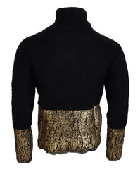 Dolce & Gabbana Black Gold Turtleneck Mohair Pullover Mens Sweater - XS - Sweaters