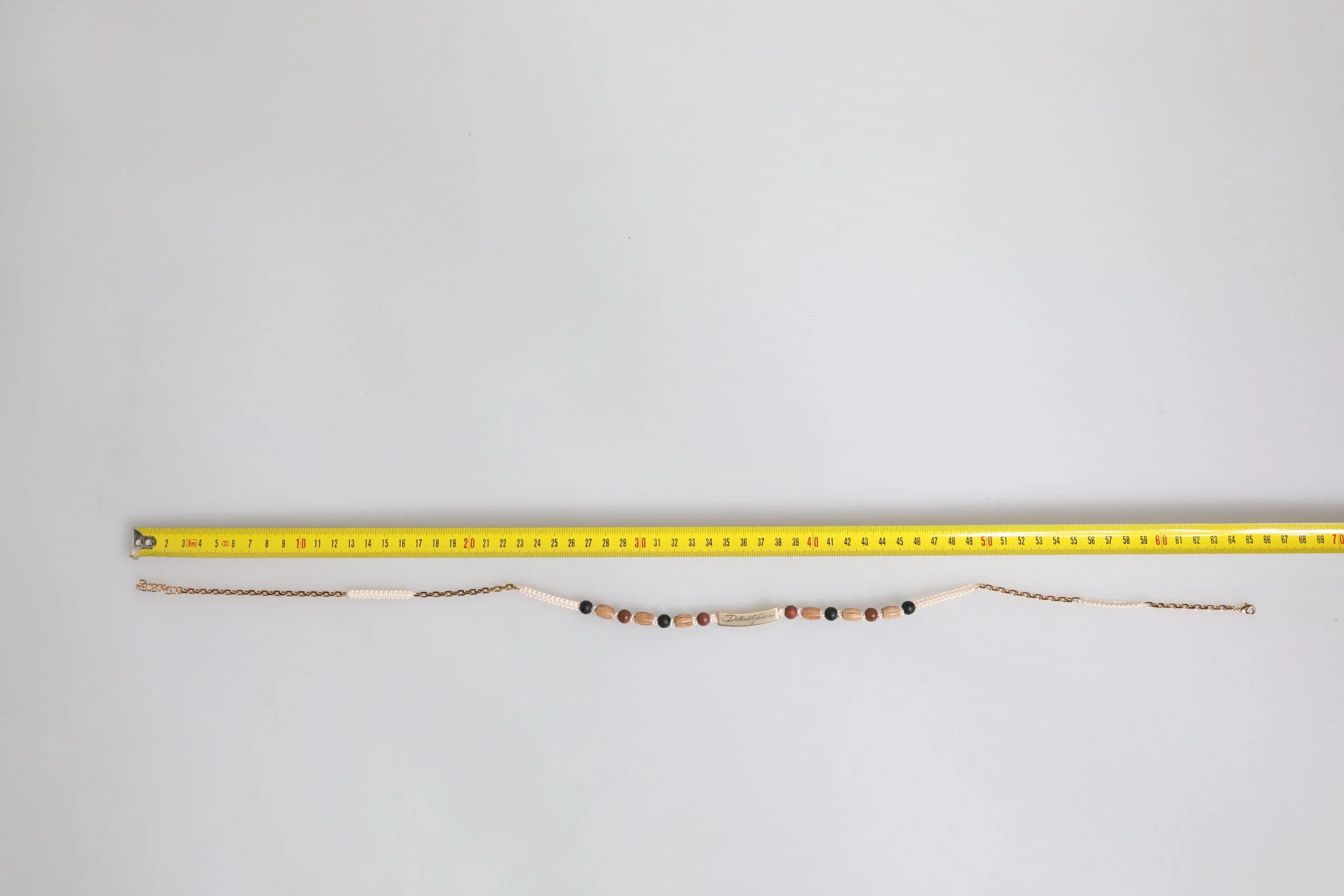 Dolce & Gabbana Black Gold Wooden Beaded Logo Pendant Necklace - Necklaces