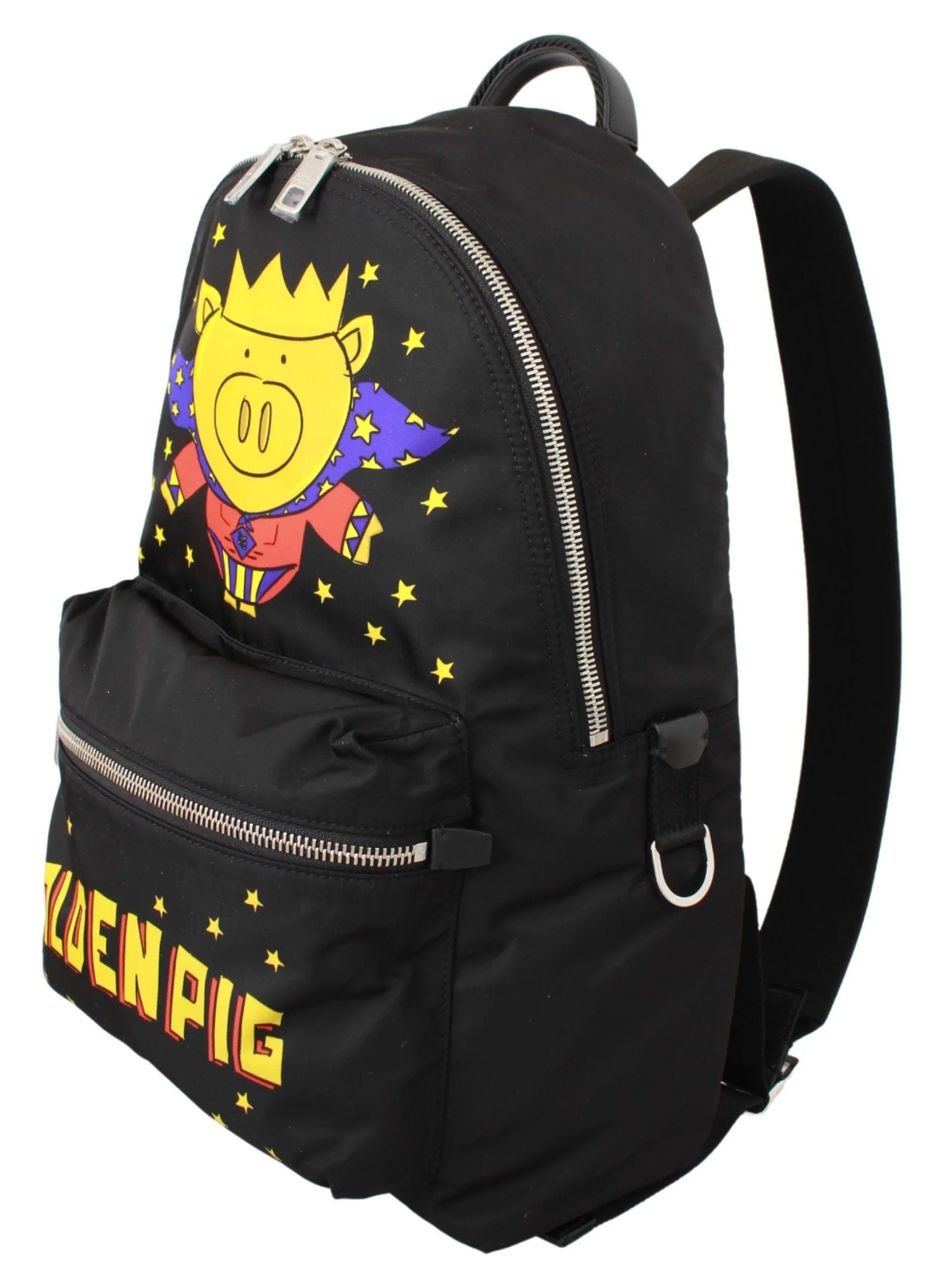 Dolce & Gabbana Black Golden Pig of the Year School Backpack - Laptop Backpacks