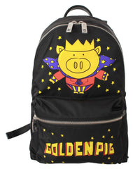 Dolce & Gabbana Black Golden Pig of the Year School Backpack - Laptop Backpacks
