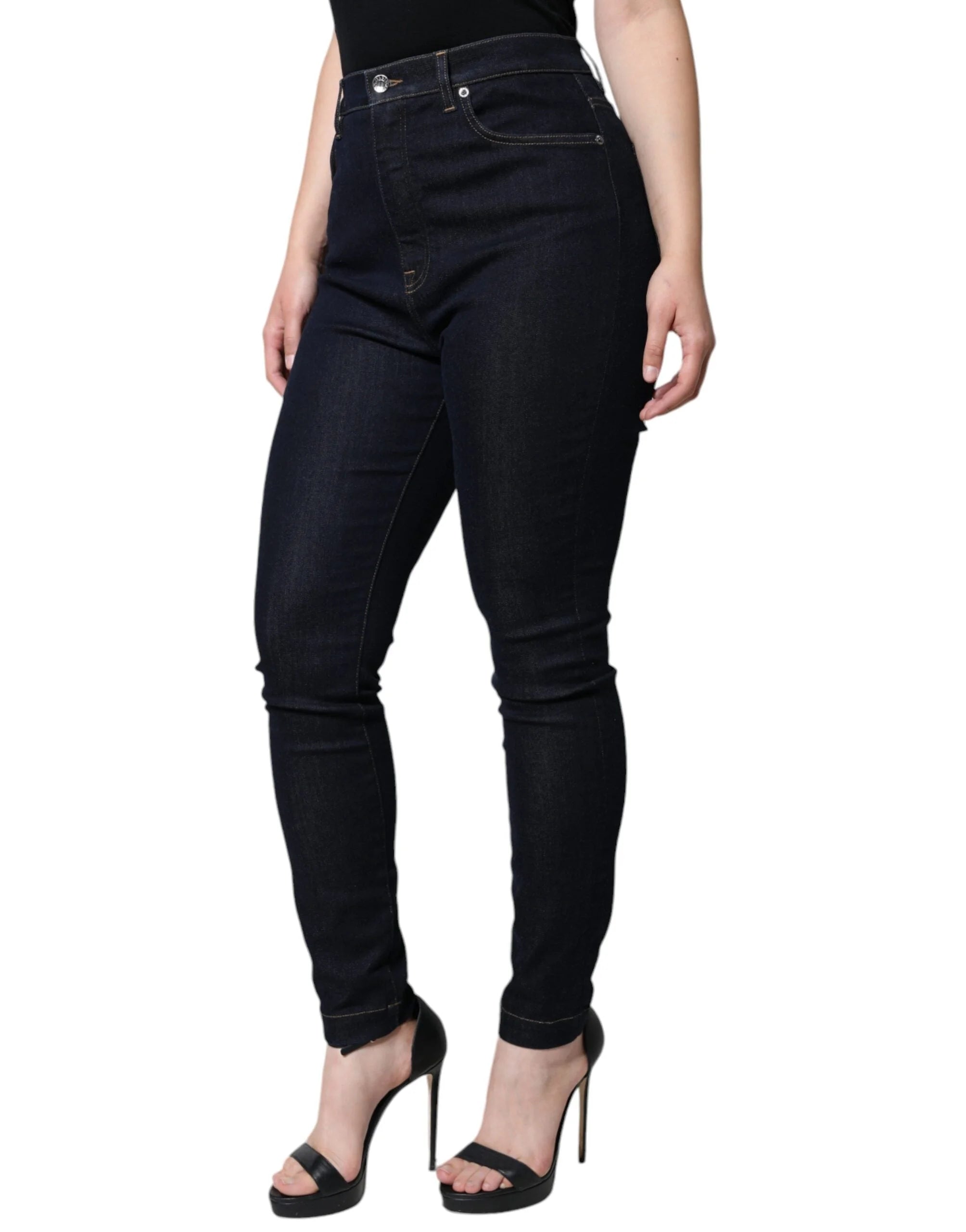 Dolce & Gabbana Black GRACE High Waist Skinny Denim Jeans - IT44 | L - Jeans