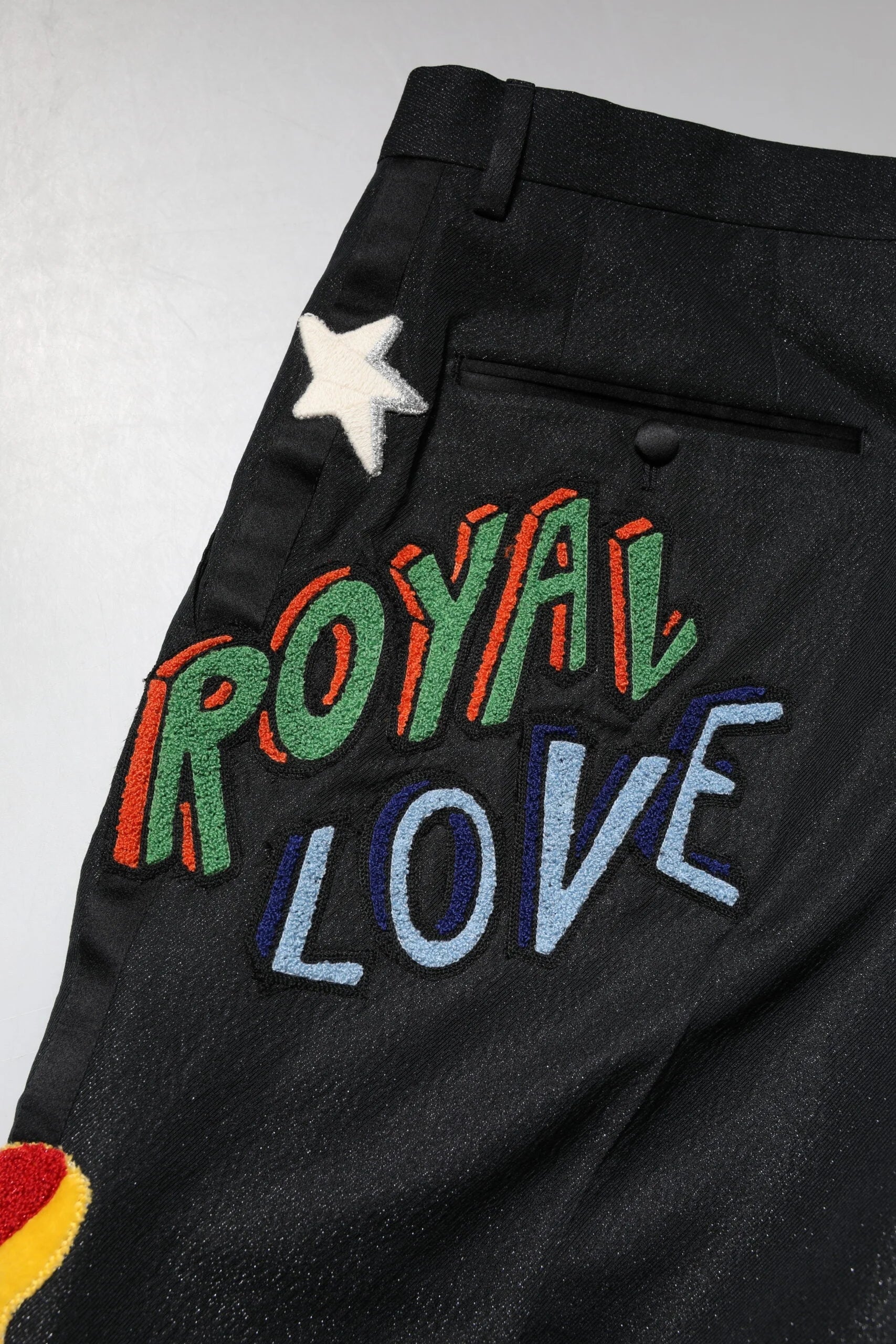 Dolce & Gabbana Black Graphic Embroidery Men Pants - Jeans