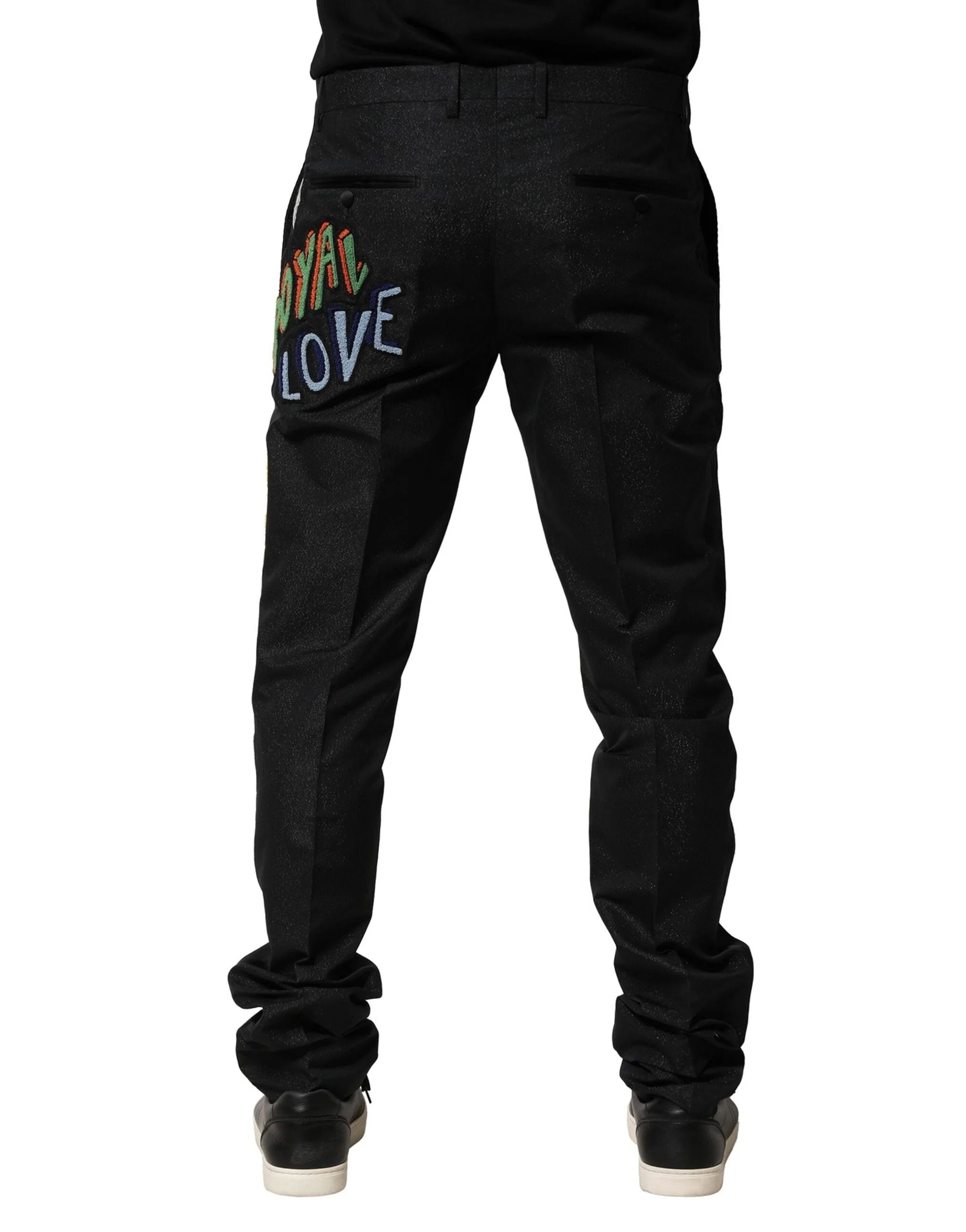 Dolce & Gabbana Black Graphic Embroidery Men Pants - Jeans
