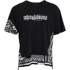 Dolce & Gabbana Black Graphic Printed Cotton Short Sleeves T-shirt - IT52 | XL - T-Shirts