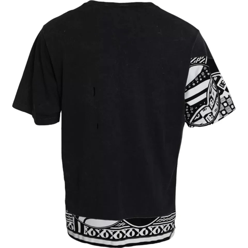 Dolce & Gabbana Black Graphic Printed Cotton Short Sleeves T-shirt - IT52 | XL - T-Shirts