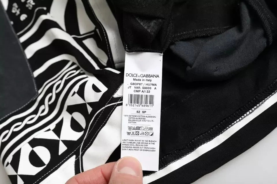 Dolce & Gabbana Black Graphic Printed Cotton Short Sleeves T-shirt - IT52 | XL - T-Shirts