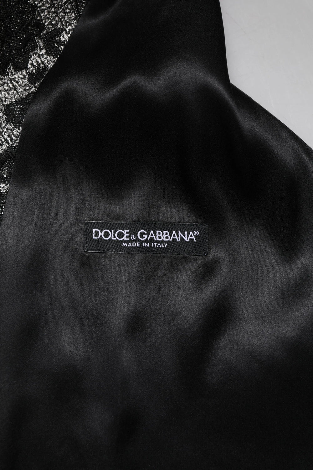 Dolce & Gabbana Black Gray Brocade Formal Men Waistcoat Vest - IT48 | M - Vests