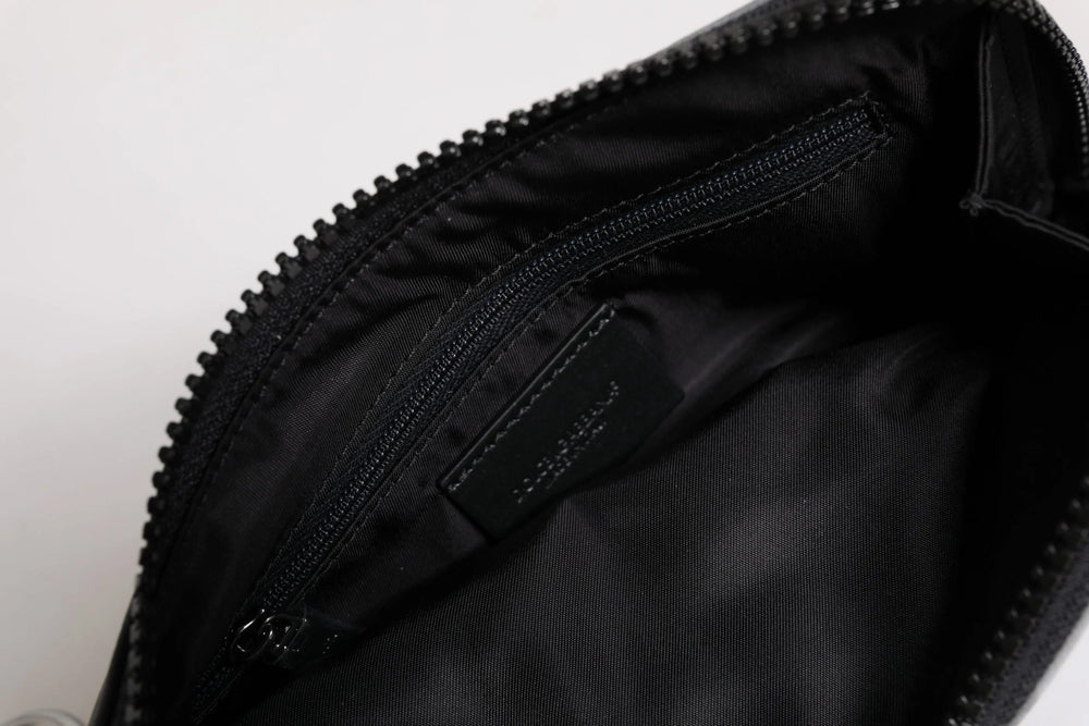 Dolce & Gabbana Black Gray Camouflage Logo Plaque Keyring Pouch Bag - Coin Purses