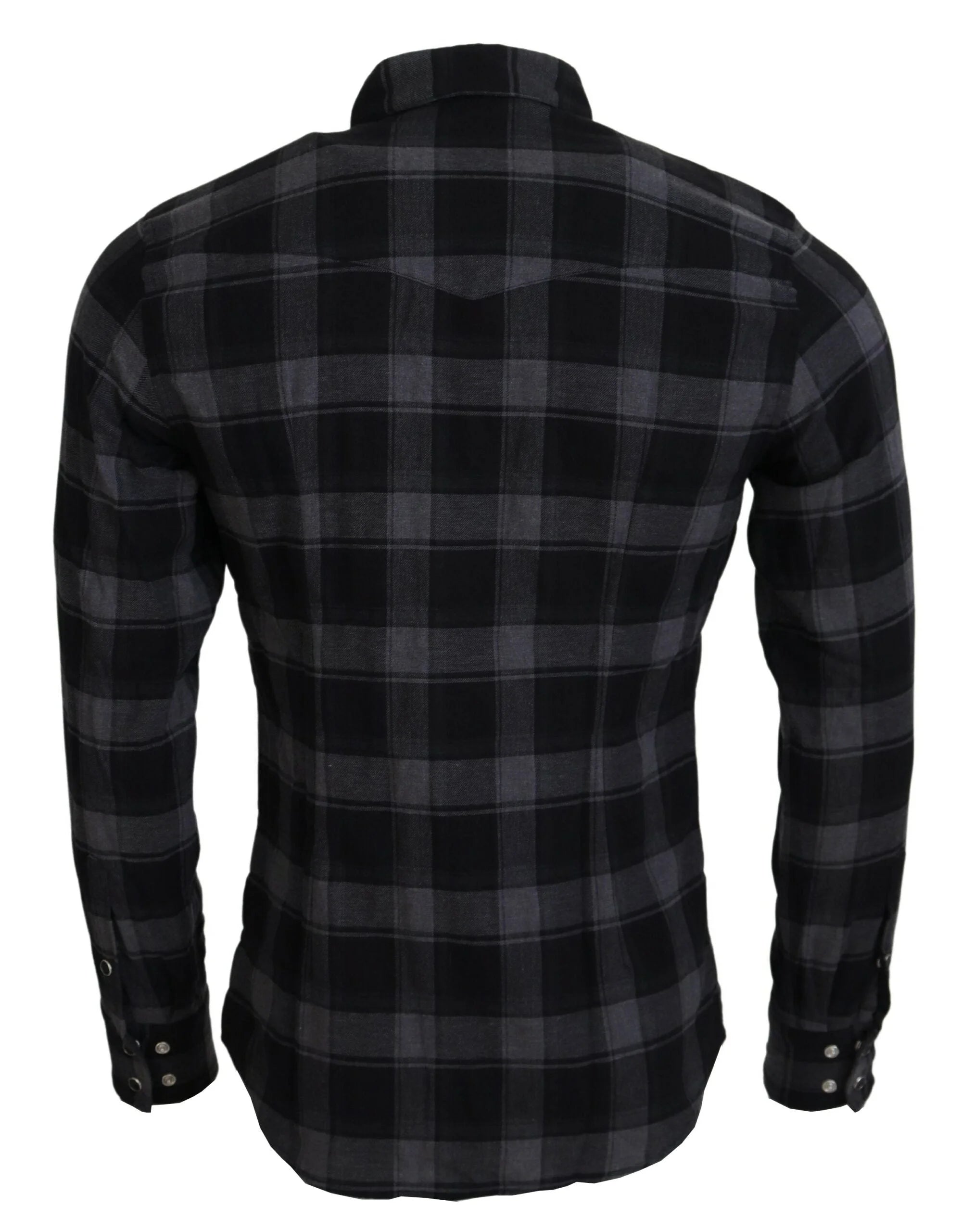 Dolce & Gabbana Black Gray Check Men Long Sleeves Shirt - IT39 | S - Shirts