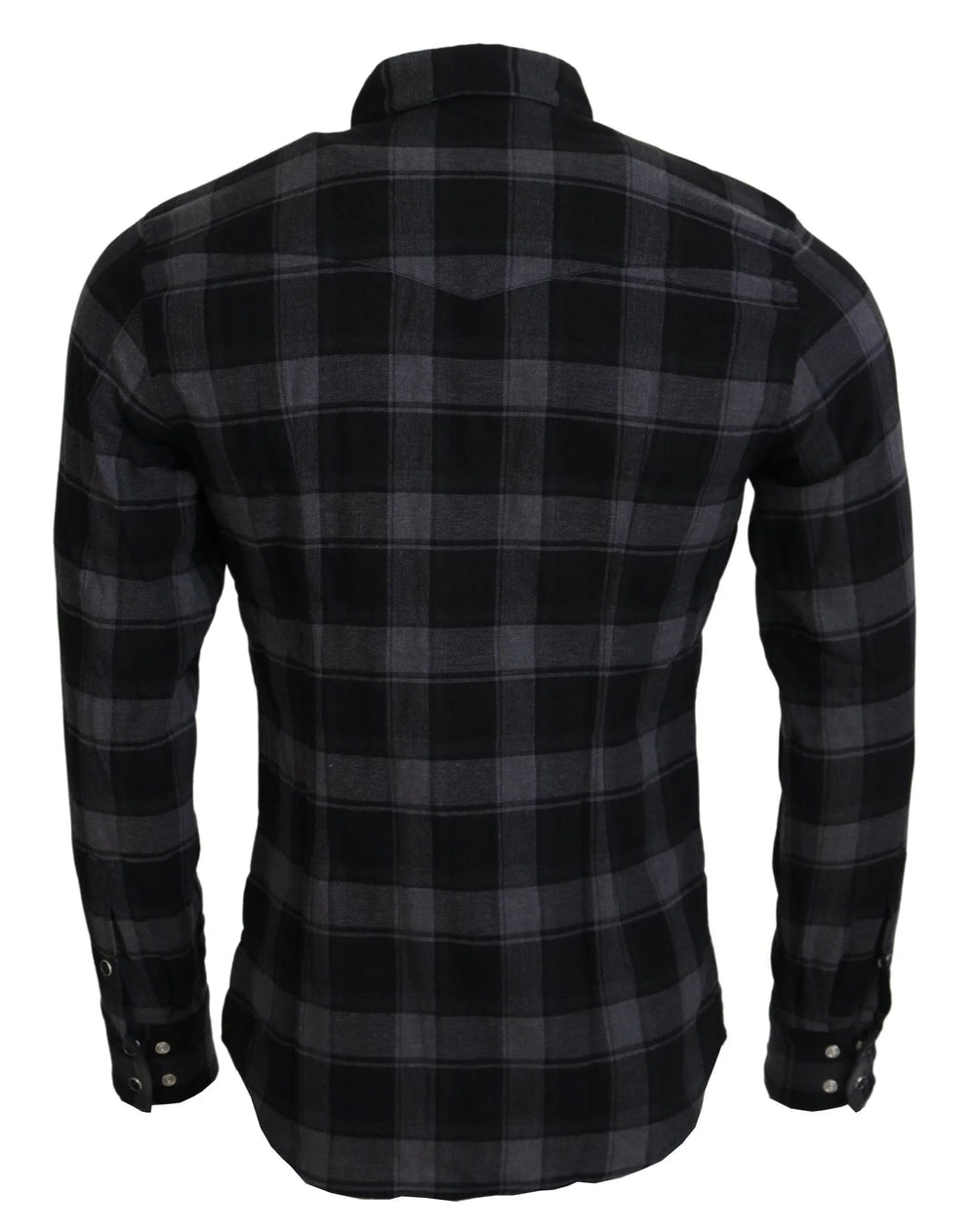 Dolce & Gabbana Black Gray Check Men Long Sleeves Shirt - IT39 | S - Shirts
