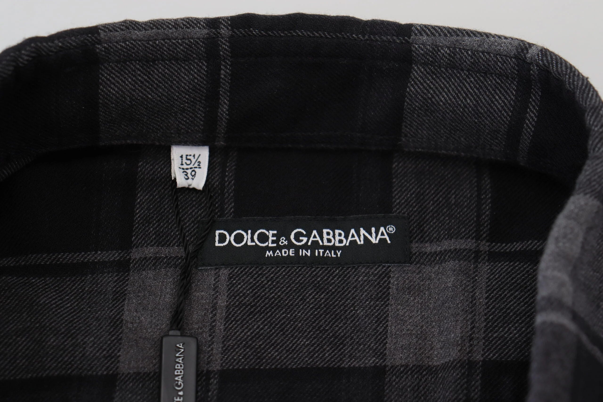 Dolce & Gabbana Black Gray Check Men Long Sleeves Shirt - IT39 | S - Shirts