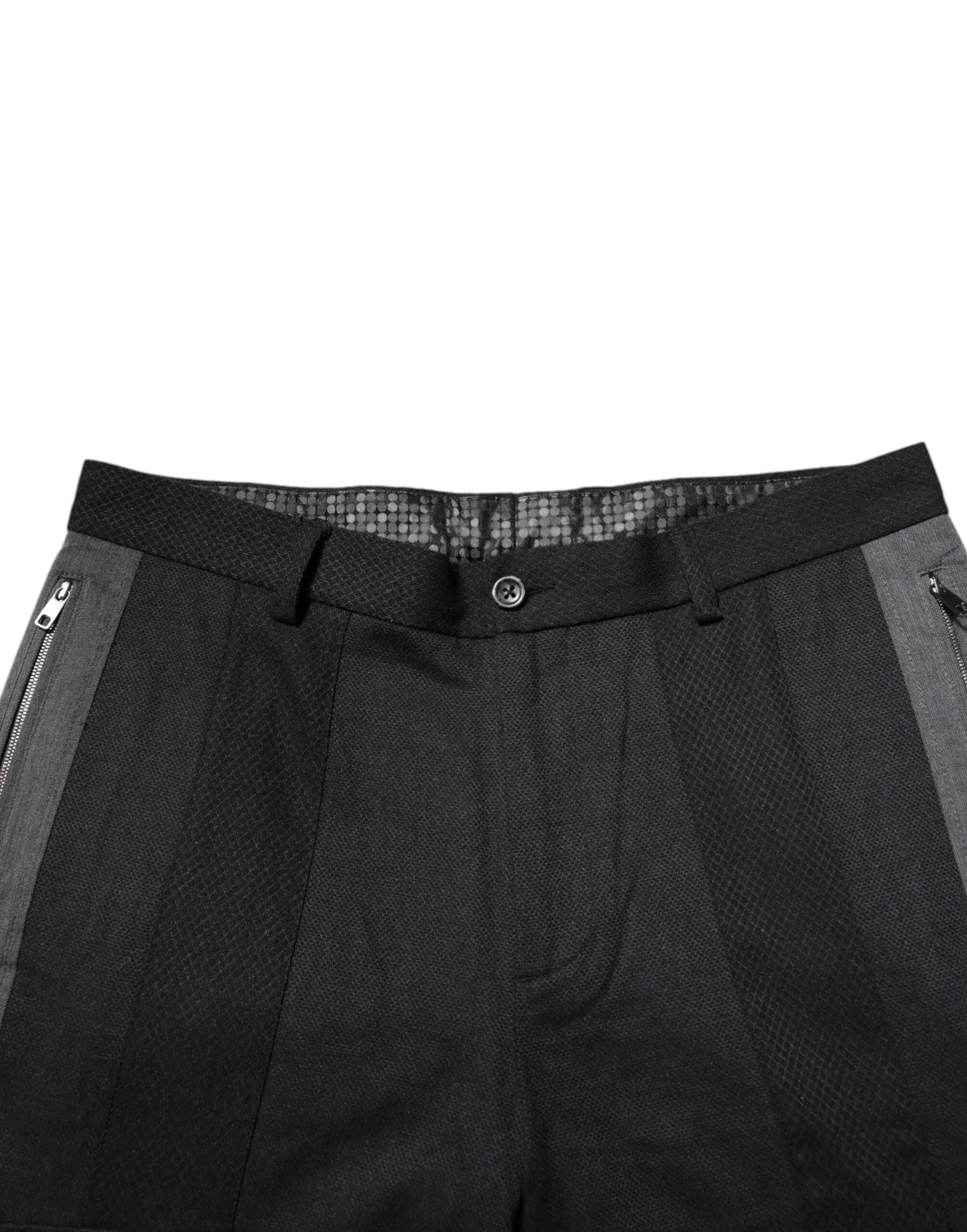 Dolce & Gabbana Black Gray Cotton Dress Formal Trouser Pants - IT50 | L - Trousers