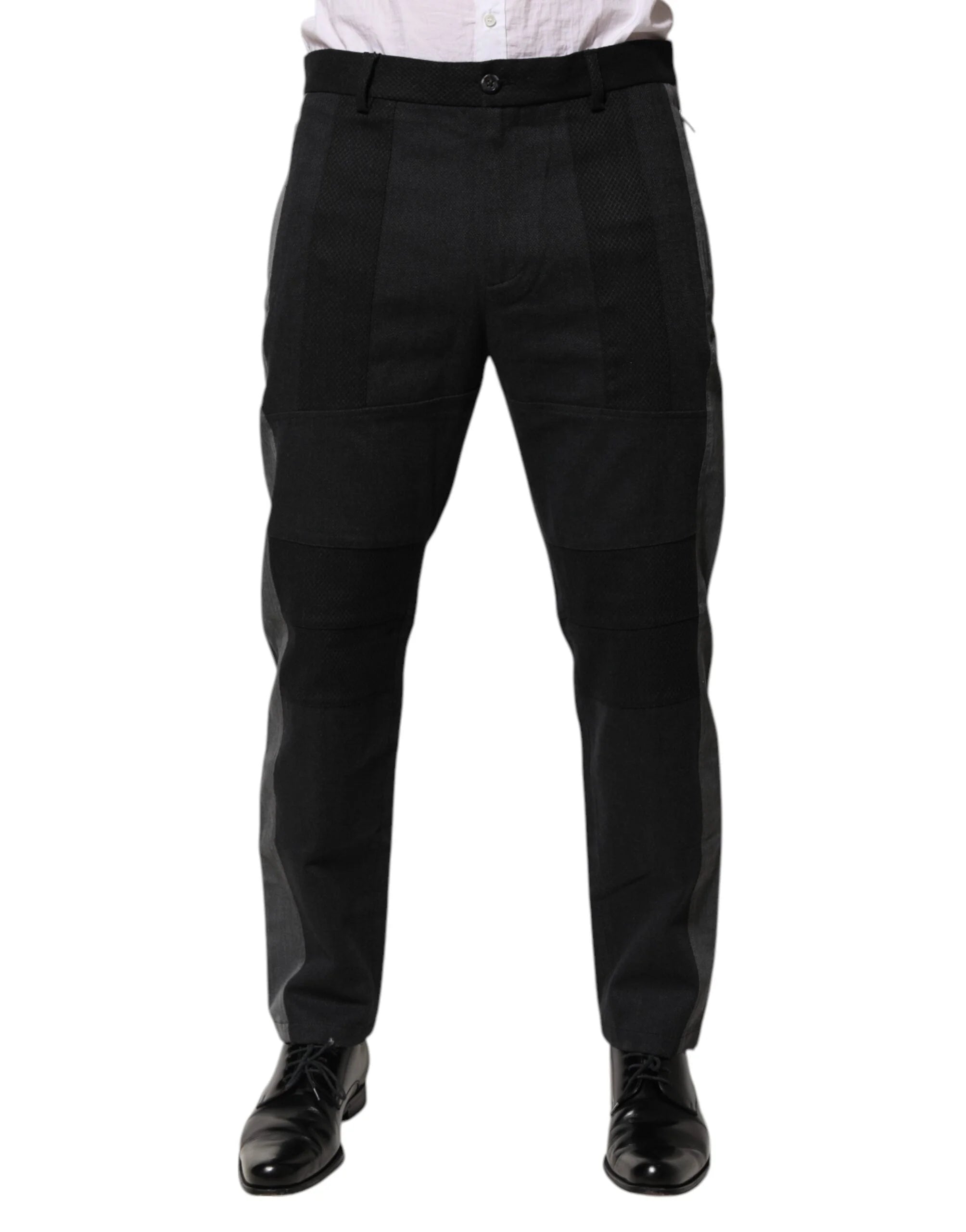 Dolce & Gabbana Black Gray Cotton Dress Formal Trouser Pants - IT50 | L - Trousers
