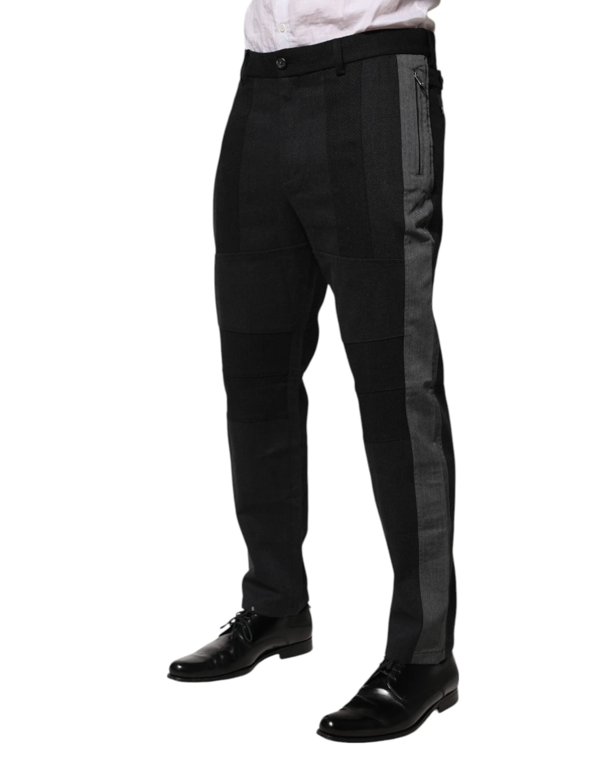 Dolce & Gabbana Black Gray Cotton Dress Formal Trouser Pants - IT50 | L - Trousers
