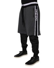 Dolce & Gabbana Black Gray Cotton Layered Men Sweatpants Pants - Sweatpants