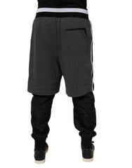 Dolce & Gabbana Black Gray Cotton Layered Men Sweatpants Pants - Sweatpants