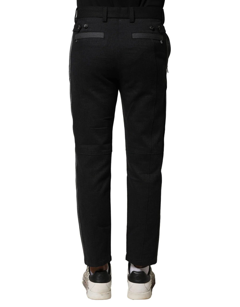 Dolce & Gabbana Black Gray Cotton Tapered Men Pants - IT44 | XS - Trousers