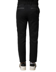 Dolce & Gabbana Black Gray Cotton Tapered Men Pants - IT44 | XS - Trousers