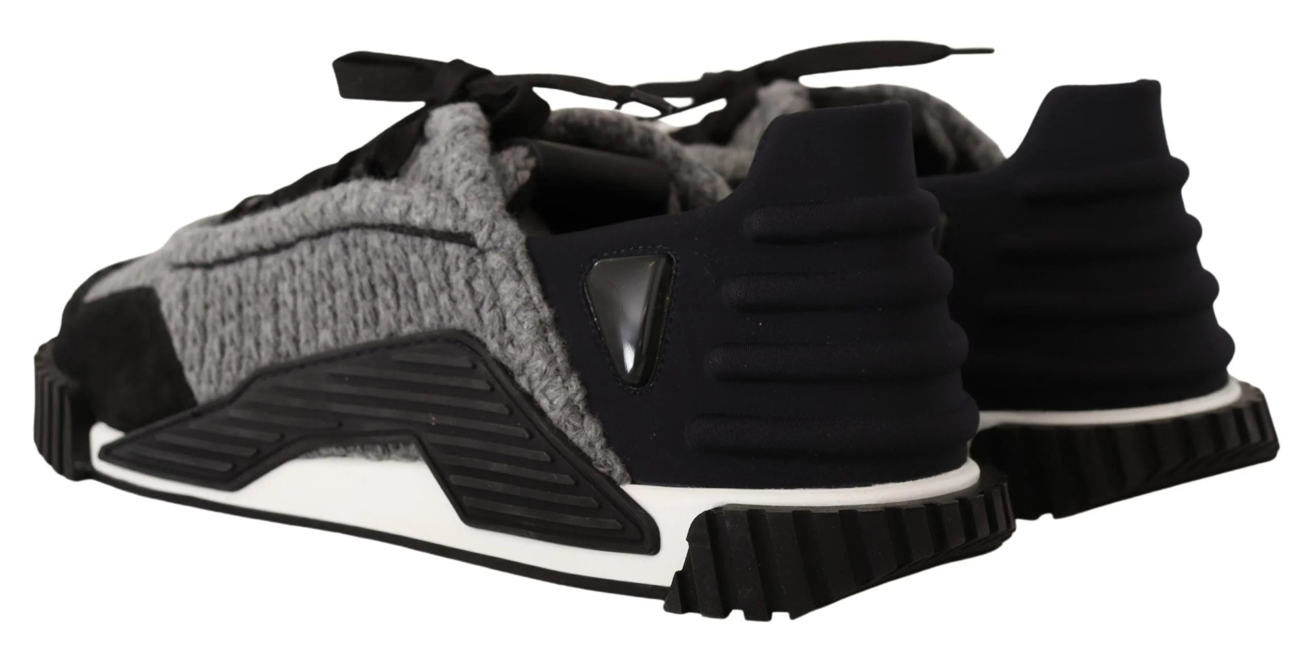 Dolce & Gabbana Black Gray Fabric Lace Up NS1 Sneakers Shoes - EU35.5/US5 - Sneakers