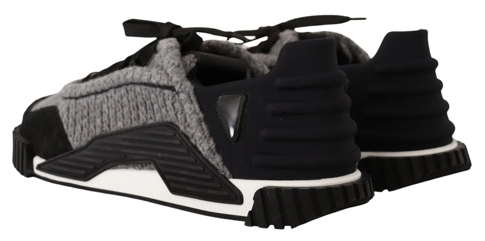 Dolce & Gabbana Black Gray Fabric Lace Up NS1 Sneakers Shoes - EU35.5/US5 - Sneakers