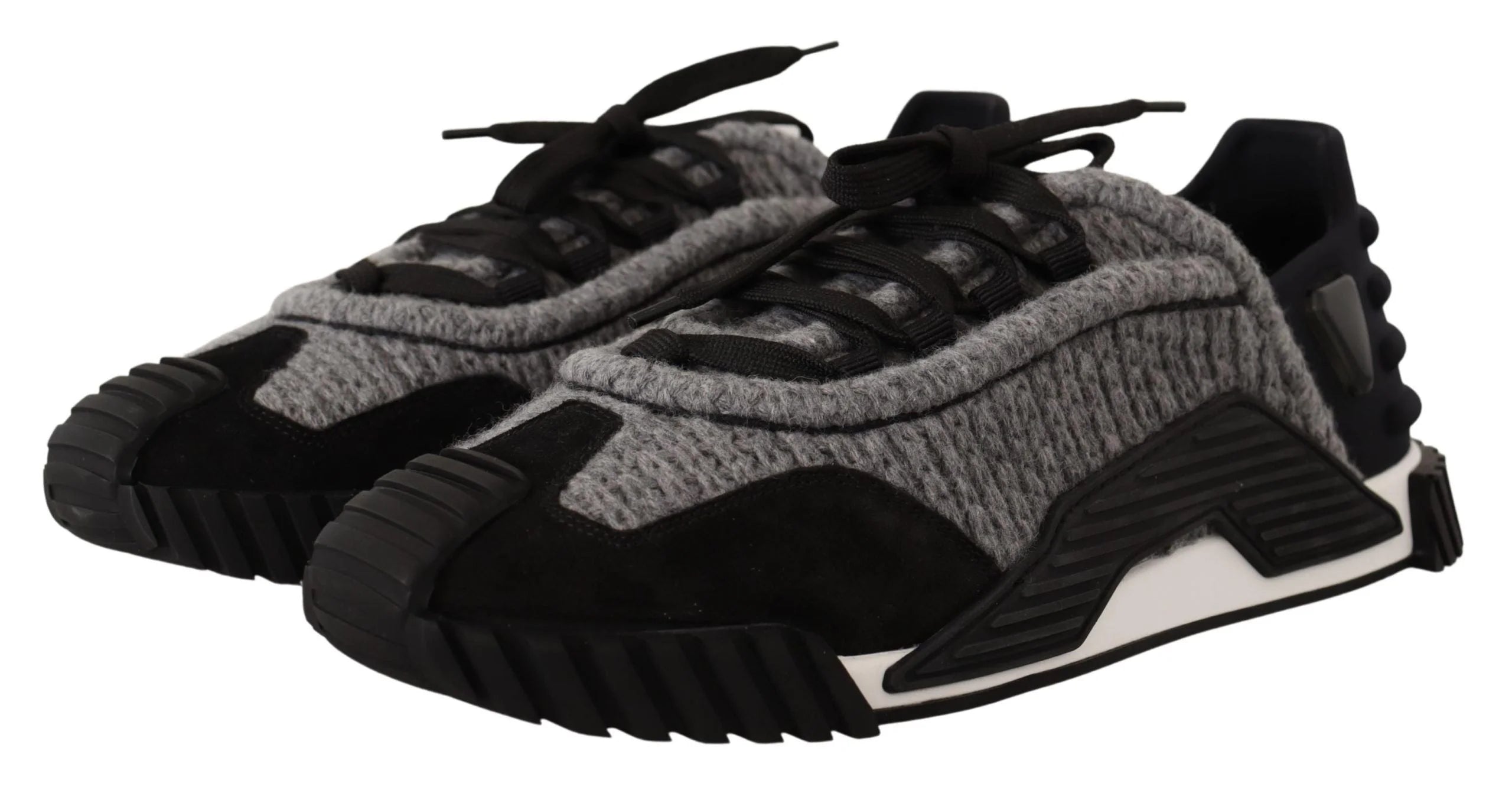 Dolce & Gabbana Black Gray Fabric Lace Up NS1 Sneakers Shoes - EU35.5/US5 - Sneakers