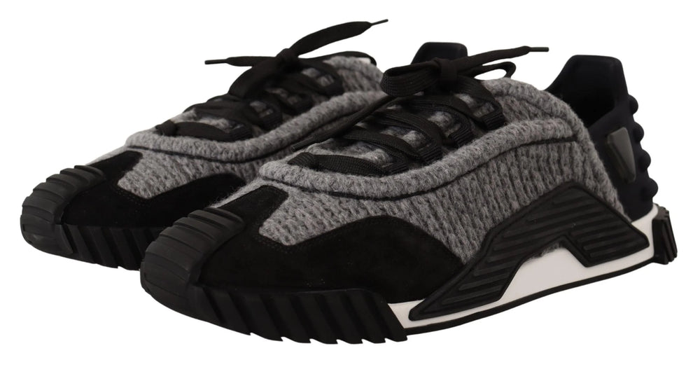 Dolce & Gabbana Black Gray Fabric Lace Up NS1 Sneakers Shoes - EU35.5/US5 - Sneakers