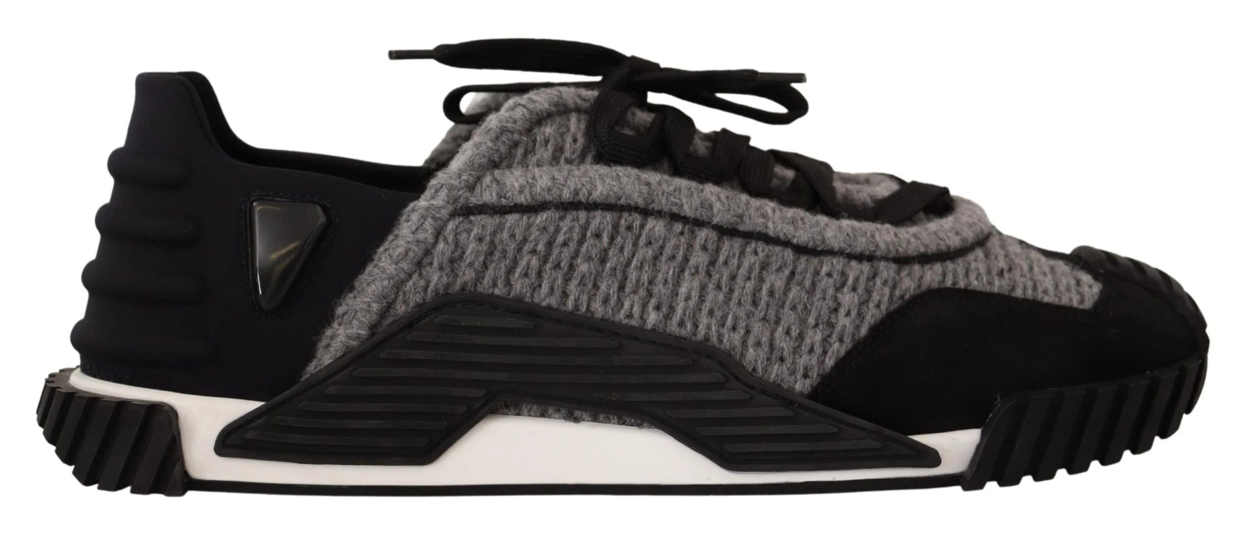Dolce & Gabbana Black Gray Fabric Lace Up NS1 Sneakers Shoes - EU35.5/US5 - Sneakers