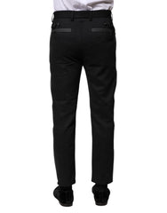 Dolce & Gabbana Black Gray Fantasy Cotton Formal Slim Pants - IT44 | XS - Trousers