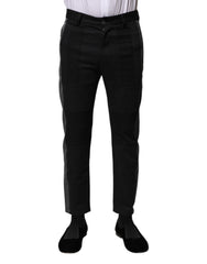 Dolce & Gabbana Black Gray Fantasy Cotton Formal Slim Pants - IT44 | XS - Trousers
