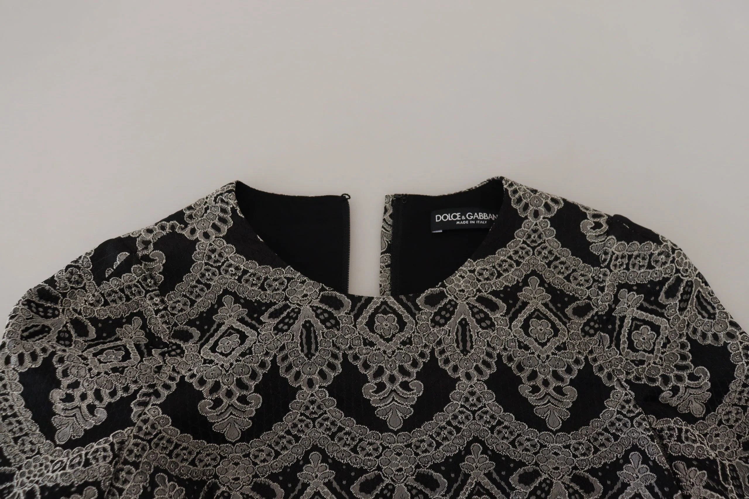 Dolce & Gabbana Black Gray Jacquard Sheath Bodycon Dress - Dresses