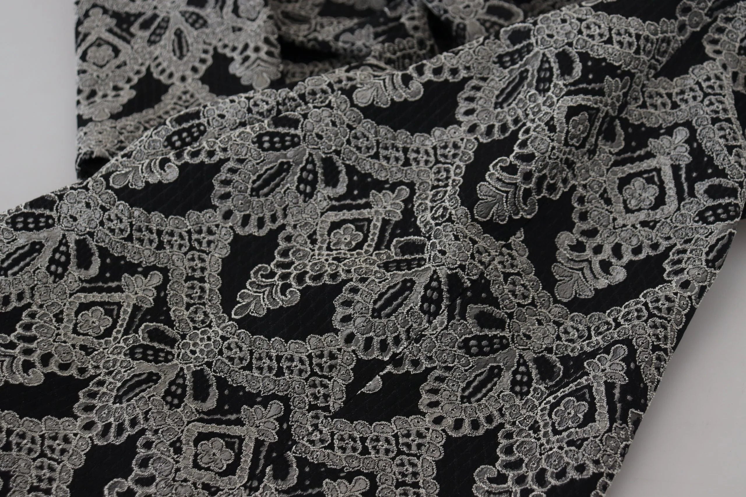 Dolce & Gabbana Black Gray Jacquard Sheath Bodycon Dress - Dresses