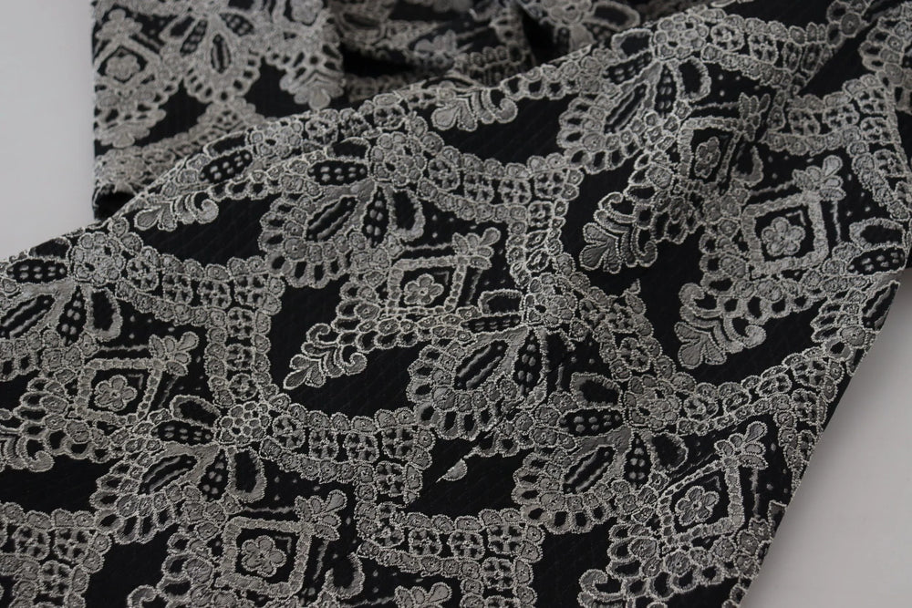 Dolce & Gabbana Black Gray Jacquard Sheath Bodycon Dress - Dresses