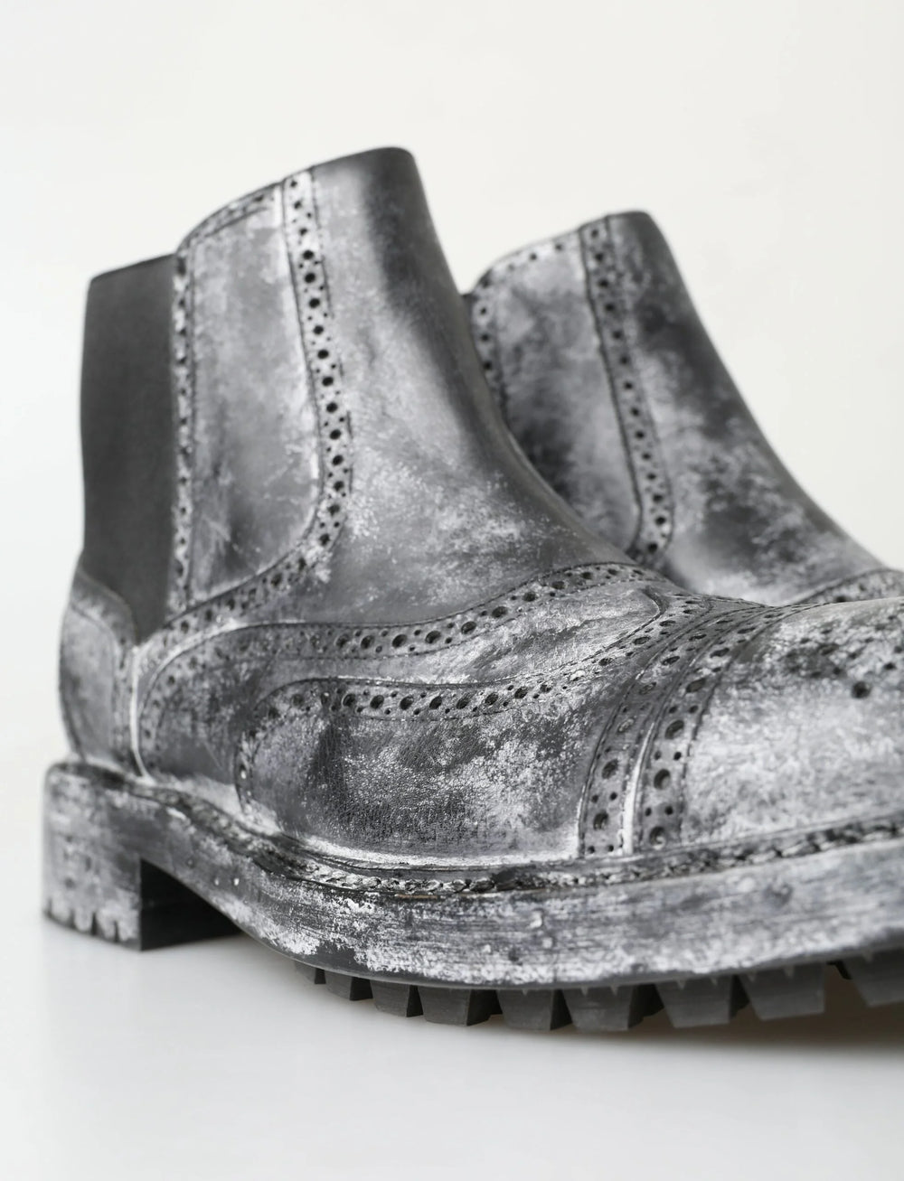 Dolce & Gabbana Black Gray Leather Ankle Boots - Boots