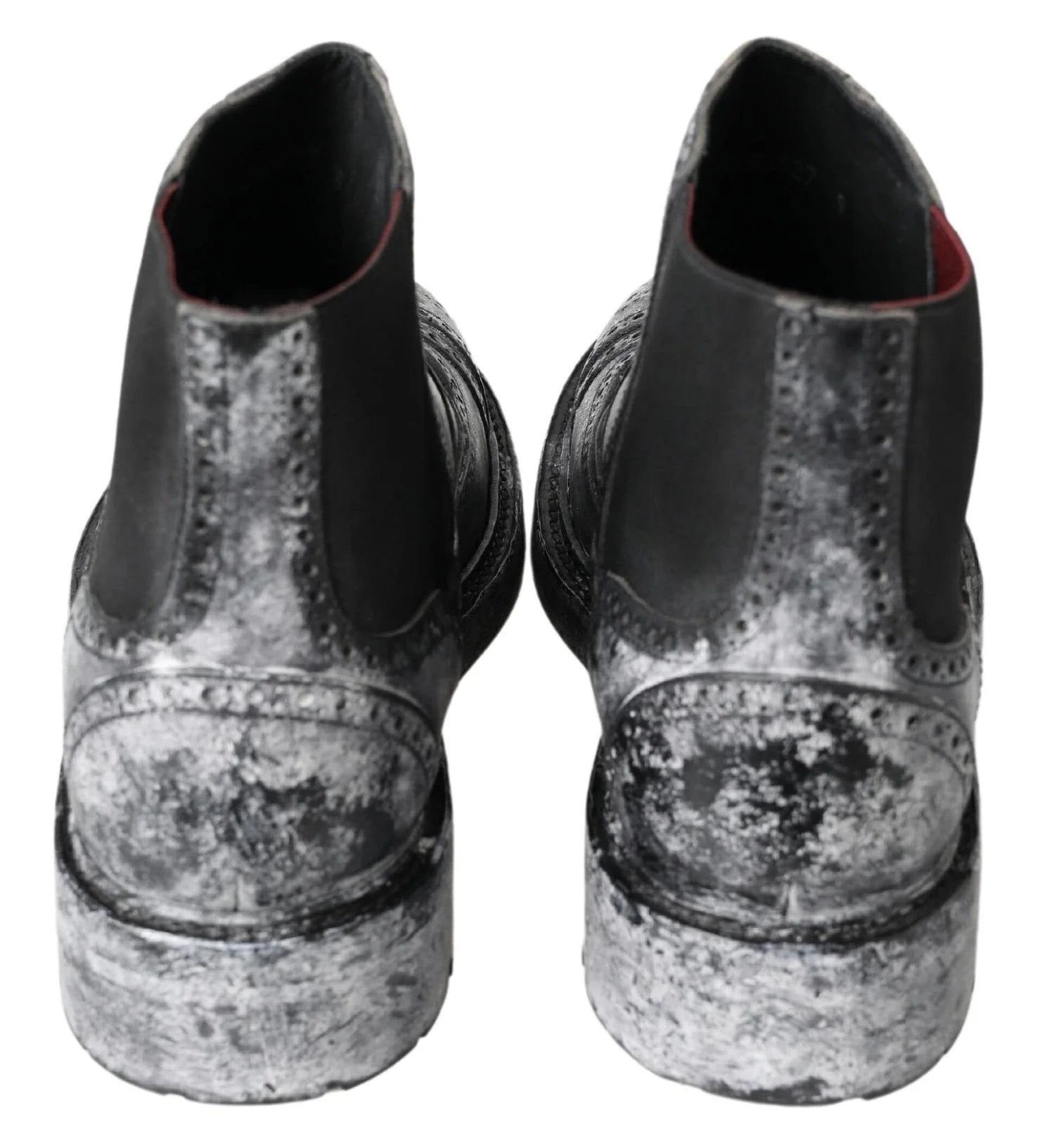 Dolce & Gabbana Black Gray Leather Ankle Boots - Boots