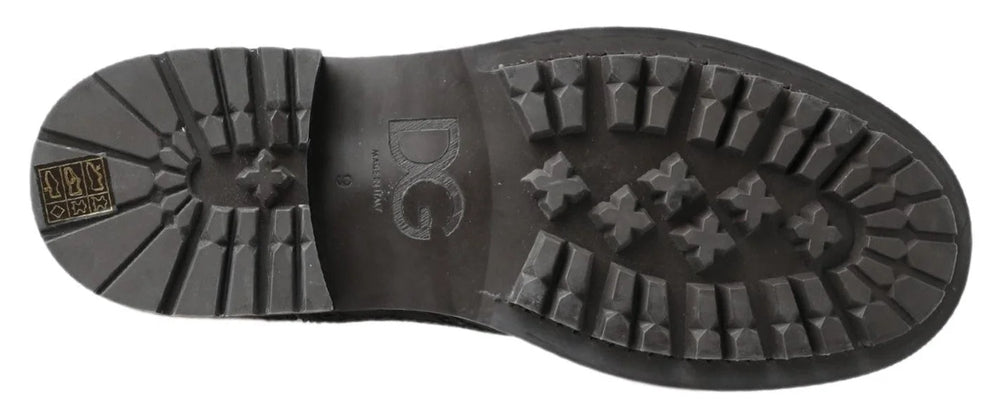 Dolce & Gabbana Black Gray Leather Ankle Boots - Boots