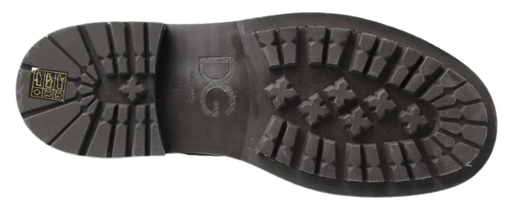 Dolce & Gabbana Black Gray Leather Mid Calf Boots Shoes - Boots