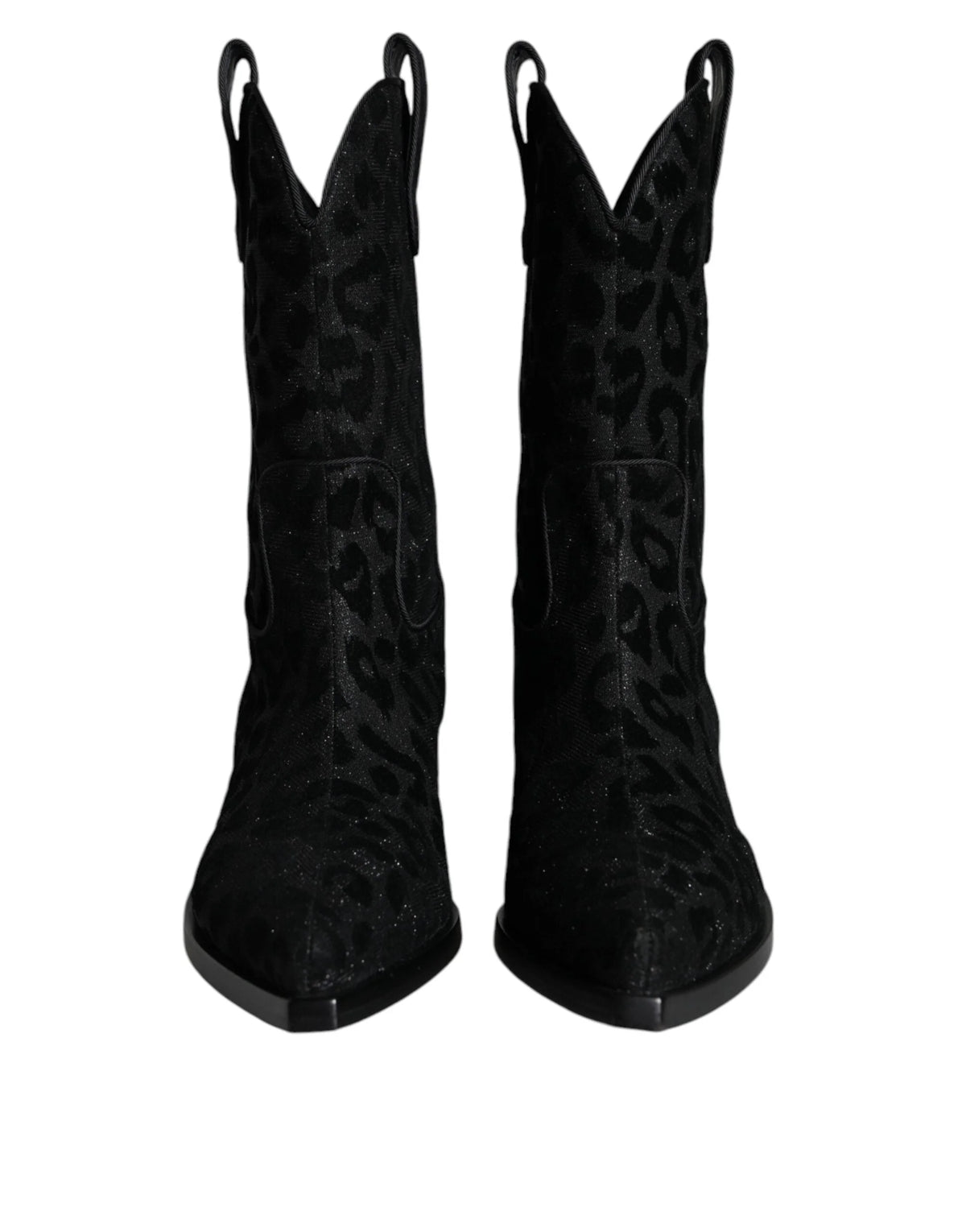 Dolce & Gabbana svarte grå leopard cowboystøvler