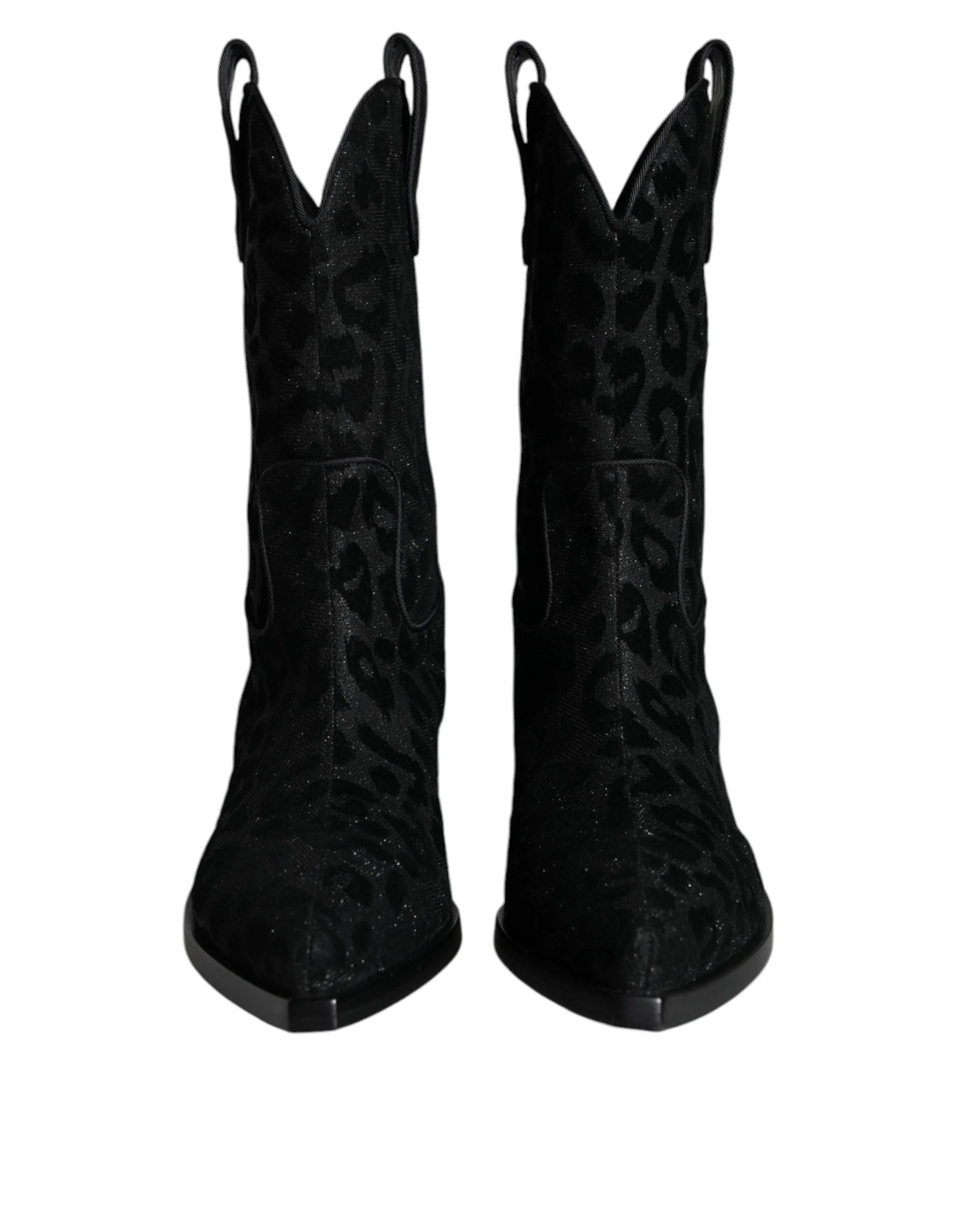 Dolce & Gabbana Black Gray Leopard Cowboy Boots Shoes - Boots