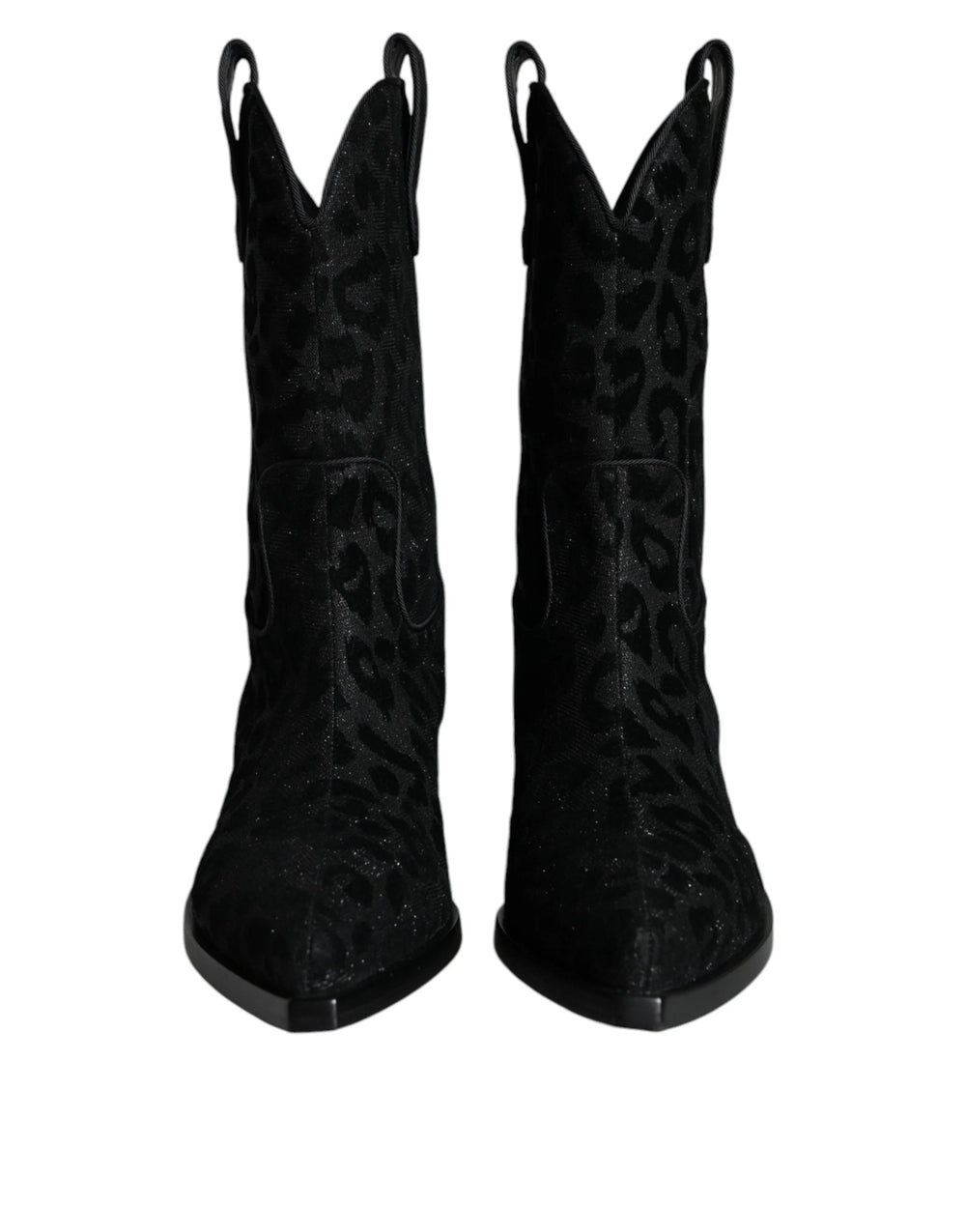 Dolce & Gabbana Black Gray Leopard Cowboy Boots Shoes - Boots